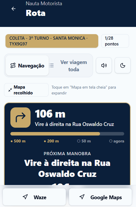 App Nauta Motorista: navegação guiada