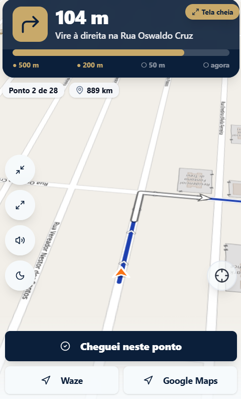 App Nauta Motorista: mapa da rota