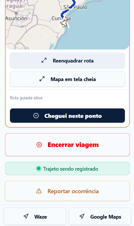 App Nauta Motorista: registro do trajeto